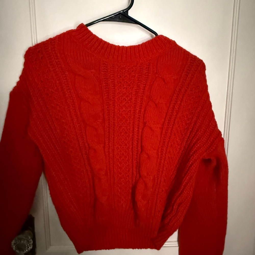 SHEIN Vibrant Red Cable Knit Sweater